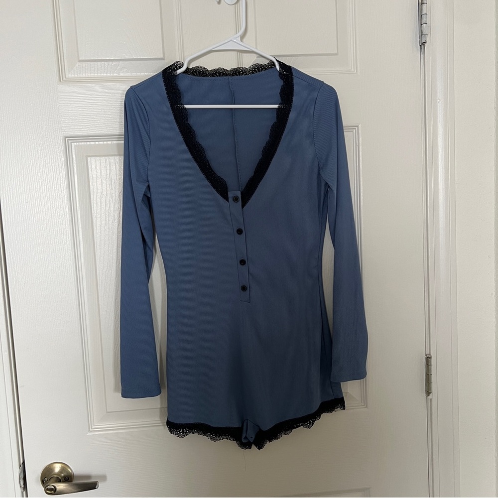 Women's Blue Long Sleeve Pajama Set